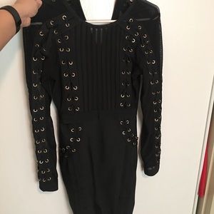 Black mesh bandage dress